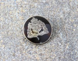 Militaria: a WW1 silver and tortoiseshell Derbyshire Yeomanry sweetheart brooch - hallmarked