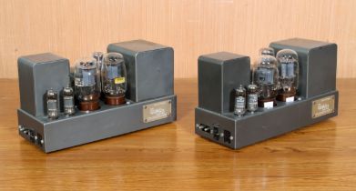 Two The Quad II Amplifier mono block valve amps - serial numbers 34200 and 34371, with (altered)