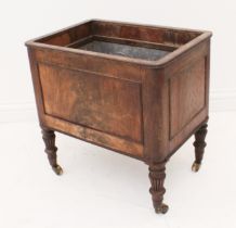 A late Regency mahogany cellarette or wine cooler - for restoration, rectangular with rounded