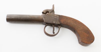 A late 19th century percussion pocket pistol with 6.8 cm barrel. (Double action stiff but