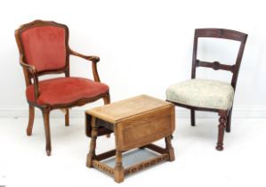 A French Hepplewhite style stained beech fauteuil or open armchair, late 20th century - together