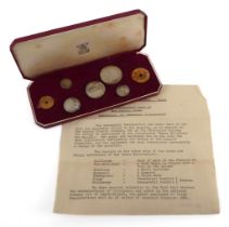 Rhodesia & Nyasaland, Elizabeth II proof set, 1955 - seven coins from Halfcrown to Halfpenny, some