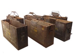 Six British army ammunition boxes - 1950s-60s, all without lids, comprising two .303 Ball Mk7 BDR