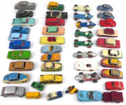 A collection of unboxed Dinky Toys diecast cars, 1950s-60s - three with overpainting, condition P-G;