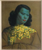 after Vladimir Tretchikoff (Kazakhstan, 1913-2006) 'Chinese Girl' colour print, painted wooden frame