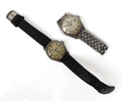 Two wristwatches: 1. Timor Army Trade Pattern (overwound) 2. Roamer Anfibio (running)
