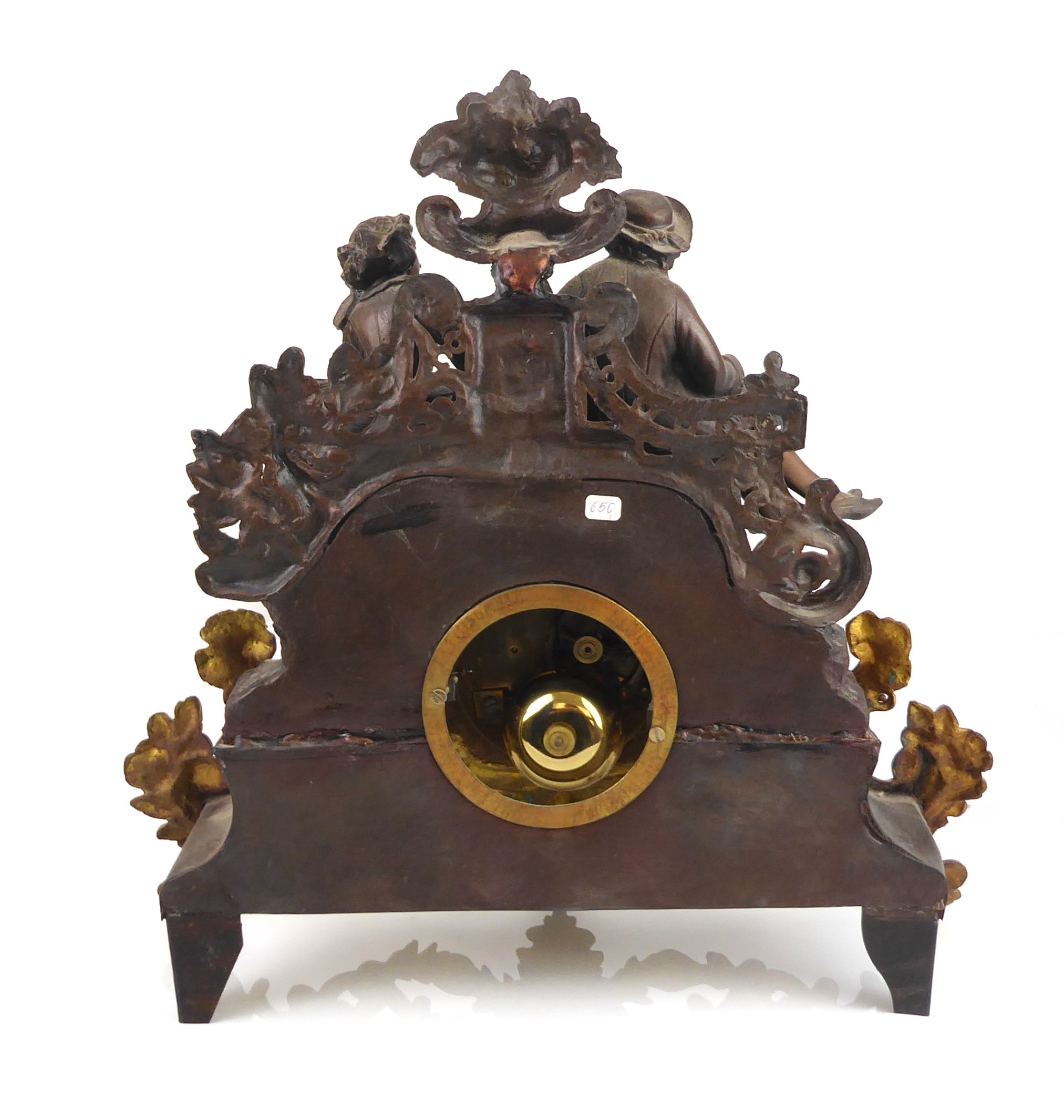 A French gilt and bronzed metal mantel clock - early 20th century, with half-hour outside countwheel - Image 8 of 10