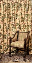 A pair of Colefax & Fowler 'Montaigne' printed linen mix curtains; handmade triple pleat heading,