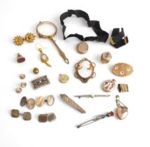 A collection of antique and vintage costume jewellery - including two rolled gold and enamel