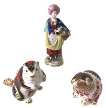 Two Royal Crown Derby beaver paperweights - one marked 'Old Imari Beaver', 10.2  cm high; together