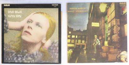 12 albums and one 12” picture disc by David Bowie including: The Rise And Fall Of Ziggy Stardust And