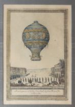 A set of four French 18th century style ballooning hand coloured prints, after Ch. Dupont - 14¾ x