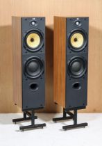 A pair of B&W Bowers & Wilkins DM603 S2 floorstanding hifi loud speakers - with light wood