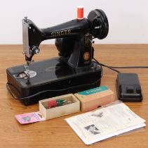 A Singer cast iron 99K electric sewing machine - 1950s, with 'Sewing Motor Controller' foot pedal,