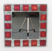A Jo Downs (Cornwall) fused glass mirror (45.5 x 45.5 cm)
