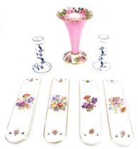 A set of four Victorian china door finger plates by Tunnicliffe Taylor & Co., Hanley - rounded