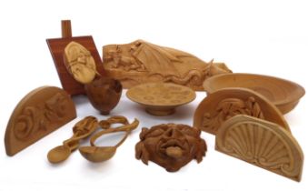 Wood carvings; to include examples crafted by Dave Johnson.