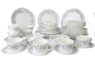 1.Wedgwood bone china dinner service and tea ware in the Angela pattern comprising 6 x 27.5, 23.5,
