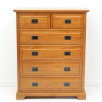 A modern six-drawer tall chest - with rebated handles. (LWH 80 x 44 x 110cm.)