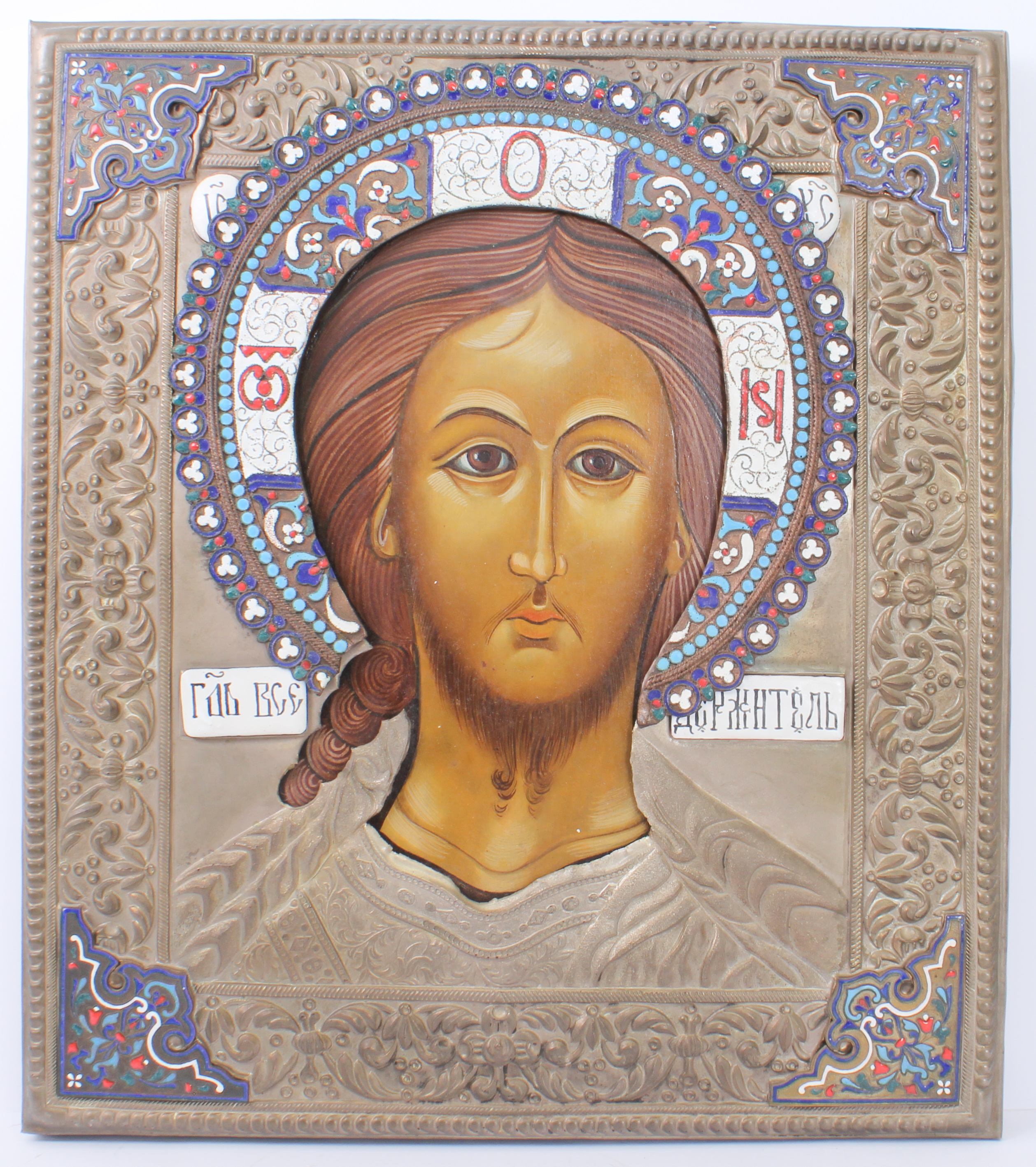 A Russian icon of Christ Pantocrator - second half 20th century, the oil on wooden panel portrait