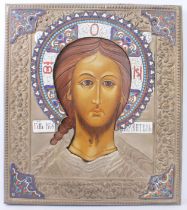 A Russian icon of Christ Pantocrator - second half 20th century, the oil on wooden panel portrait
