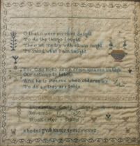 An early 19th century sampler - 'O that it were my chief delight...' Elizabeth Gould - Aged 10 years