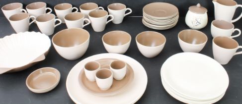 A Poole Pottery part dinner service - in 'sepia and mushroom' glaze, including a large shell