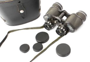 A cased set of Miranda binoculars (8 x 40 wide angle, gold-coated optics).