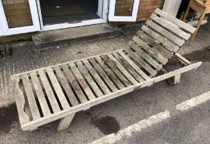 A teak garden sun lounger by Britannic Teak of Alveston - with slatted bed and adjustable back, on