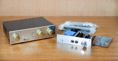 A World Audio Design kit-built hi-fi valve preamp with phono input - appears complete but valves not