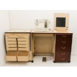 A Bernina Matic 910 Electronic sewing machine in a fitted mahogany cabinet - 1980s, the machine on a