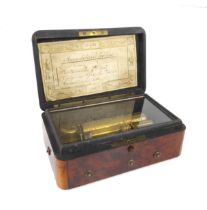 A mandolin zither musical box (No. 4976) - Swiss, circa 1870, in an amboyna case with mother of