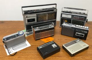 A small collection of vintage radios and radio/cassette recorders - comprising a Grundig C6000 5-