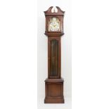 A modern oak-cased musical Tempus Fugit grandmother clock - the weight-driven movement striking