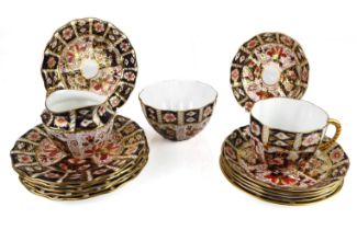 A small collection of Royal Crown Derby Imari pattern bone china tea ware - pattern no. 2451,