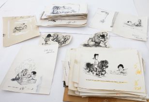 A collection of Thelwell cartoons - photographic newspaper archive prints of cartoons published in