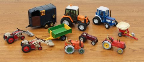 A small group of diecast Farm tractors and accessories by Corgi, Dinky and Britains - 1960s-90s,