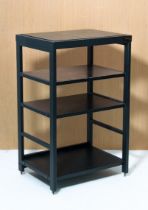 Two matching hi-fi stands by Target - with satin black finished steel frames and removable black ash