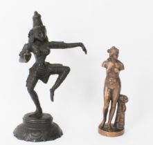 Two bronzes - Indian dancer (24 cm high) and a female figure in classical style (modern) (18 cm