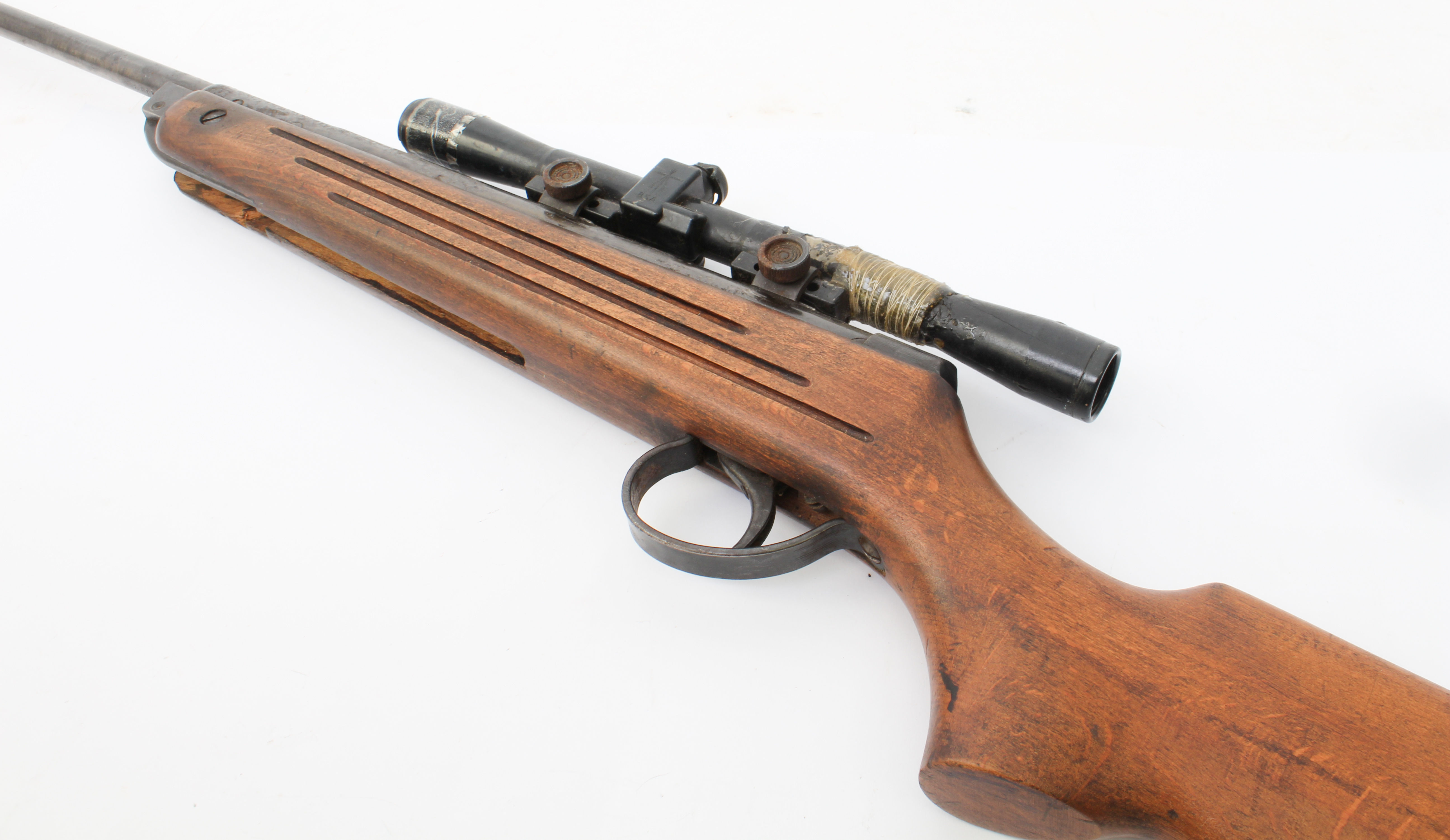 A BSA .177 air rifle (22119) with telescopic sight, 18" barrel and 13 3/4" stock