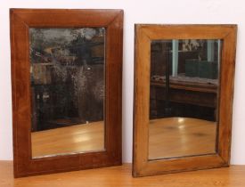 A Georgian walnut veneered rectangular mirror - with original plate and boxwood stringing (54 x 37.