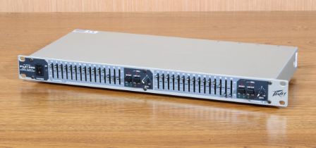 A Peavey PV215EQ 15 band 2 channel rack mount graphic equaliser - with mains lead, untested