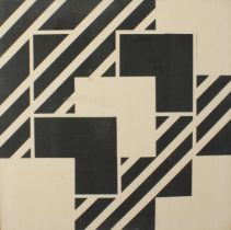 Geometric design Print on canvas  Ebonised frame (85.5 x 85.5 cm)