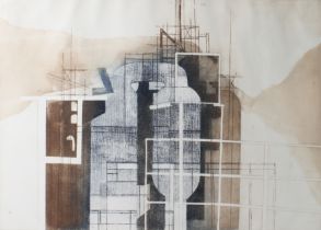 After Leslie Duxburg Abstract geometrical design etching and aquatint, signed and dated (19) '72 and