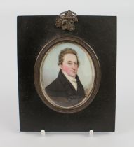 Frederick Buck (Irish, 1771-1840): a watercolour on ivory portrait miniature of a gentleman -