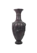 A large Japanese patinated bronze vase - Meiji period (1868-1912), of eight lobed baluster form with