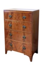 A late 19th century inlaid mahogany chest of drawers - in the George III style, the boxwood edge-