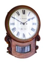 A William IV rosewood double fusee drop-dial clock - by C. Payne of Abingdon, with 11 in painted