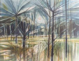 **Garrick Palmer (1993-2023) 'Landscape and Trees' watercolour, signed and dated (19) '77 also