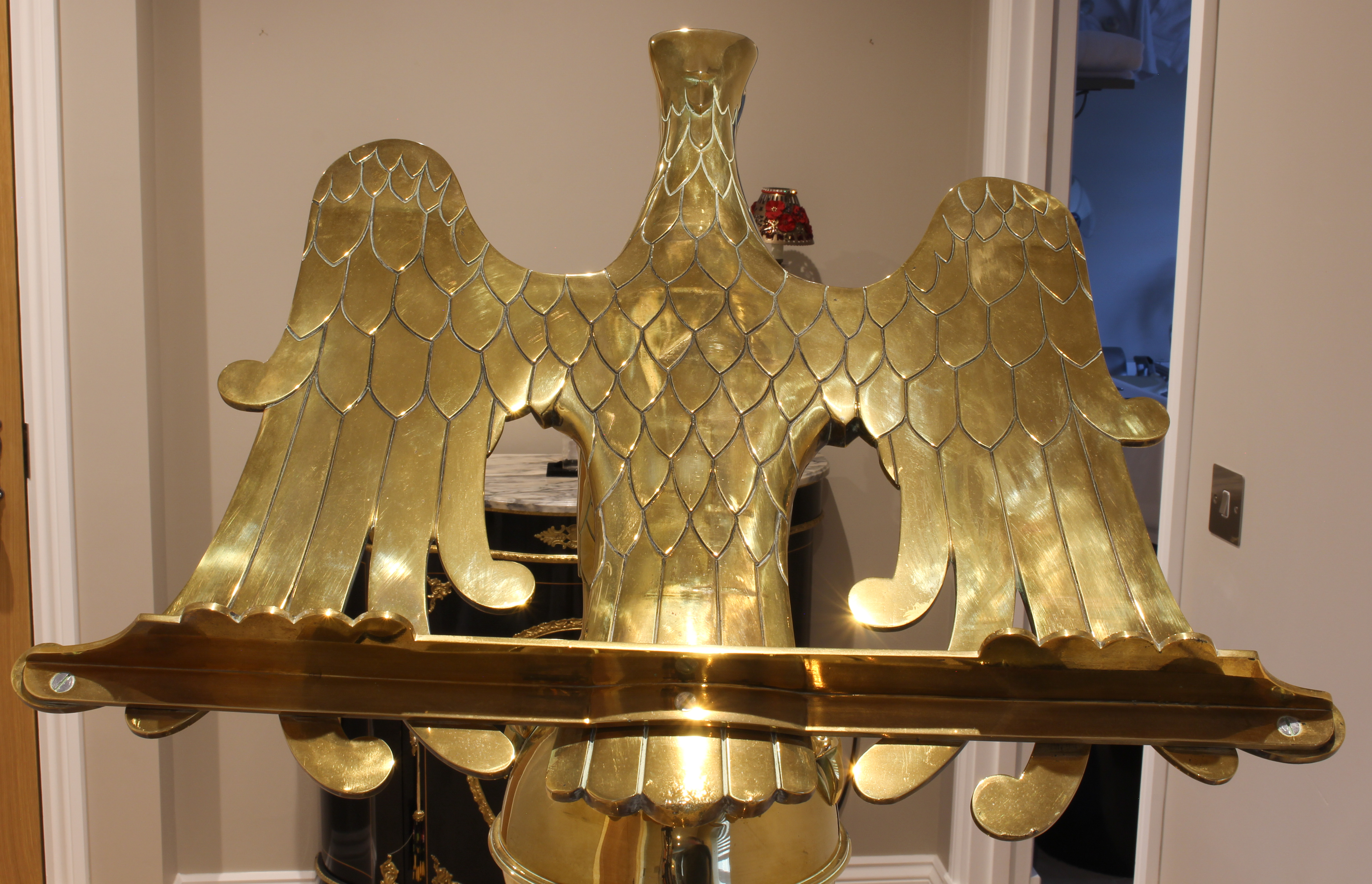 An impressive brass eagle lectern - early 20th century, the eagle with wings outstretched to form - Image 6 of 7